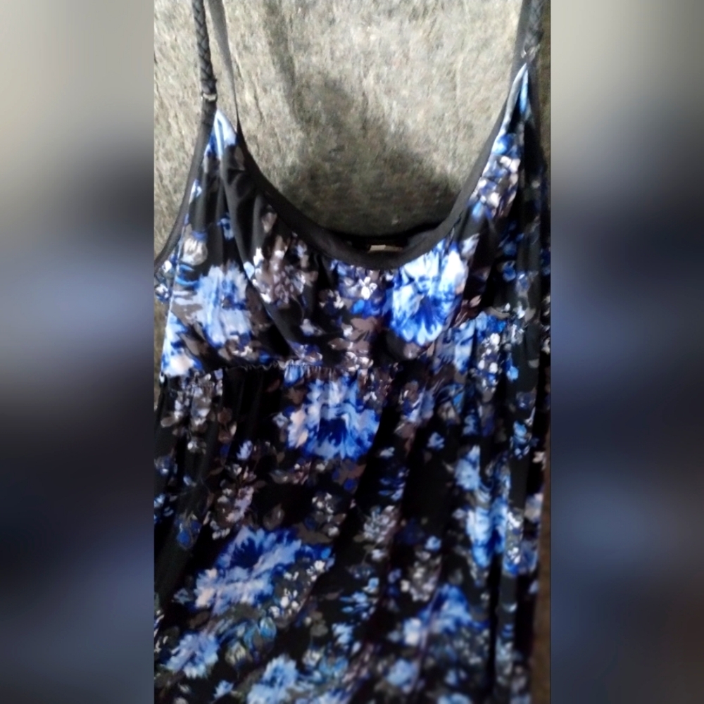 Long Dark and light blue sun dress by Cocomo with braided straps size XL